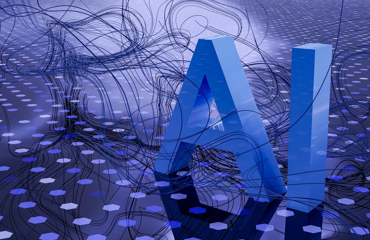Les lettres AI entourées de connexions, symbole de l'intelligence artificielle